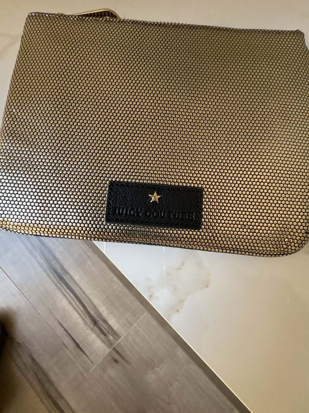 Juicy Couture Gold Honeycomb Texture Wristlet Clutch